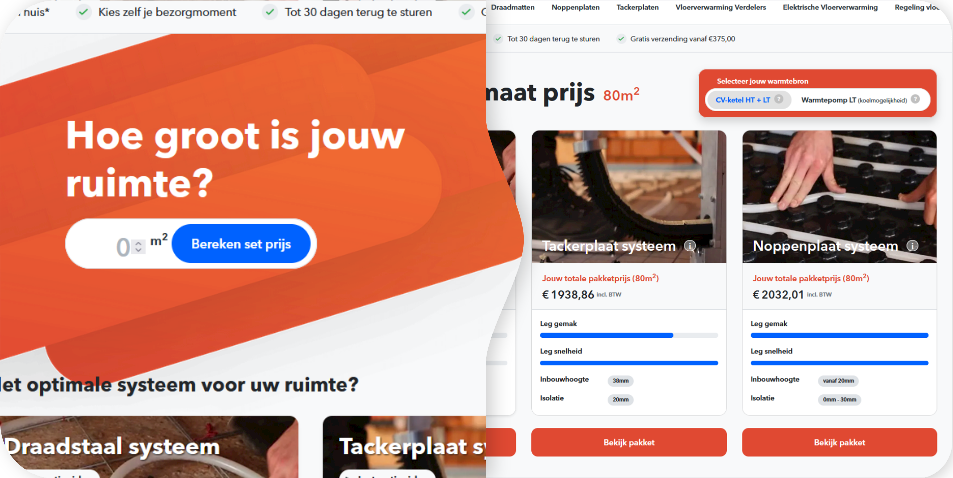 Voorbeeld van een configurator op een webshop
