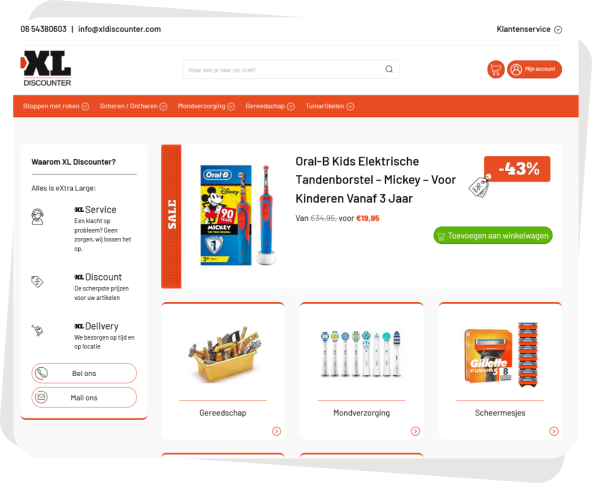 Voorbeeld van een home pagina van een webshop met drogisterij artikelen