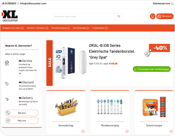 Voorbeeld van een home pagina van een webshop met drogisterij artikelen
